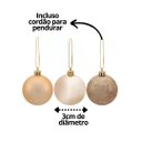 Ver imagem 4 de Kit 15 Bolas Natal Mista Glitter, Fosca e Brilho Champanhe 3cm - Master Christmas