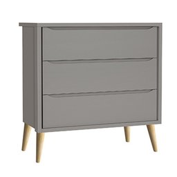 Jogo de Quarto Infantil Theo Cômoda 3 Gavetas e Berço Cinza Fosco com Pés Madeira Natural - Reller M - 4