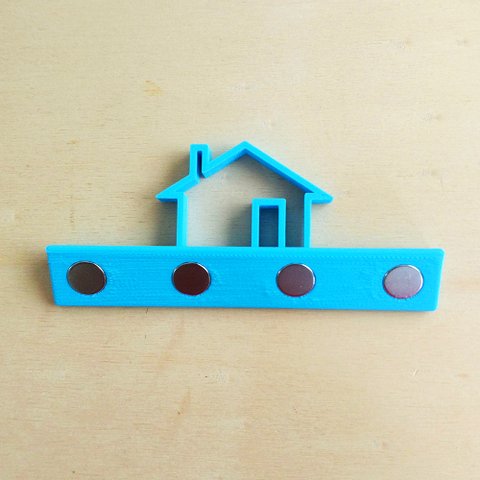 Porta Chaves Magnético Casinha - 4 ímãs - Toque 3D: Azul Claro