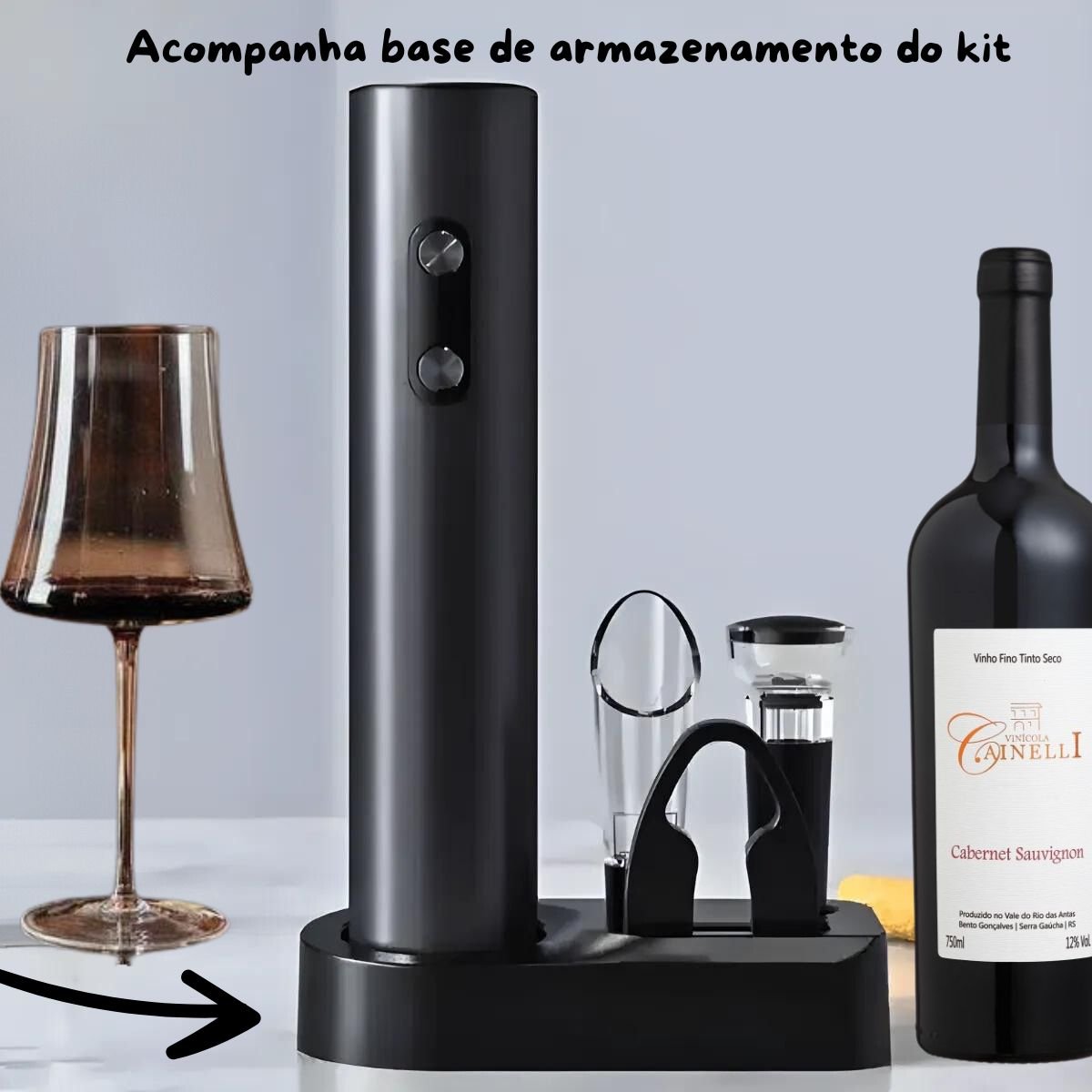 Kit Abridor de Vinho Elétrico 5 em 1 - Abertura Rápida e sem Esforço - 6