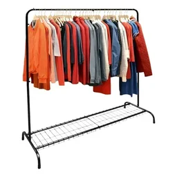 Cabideiro Arara Chão com Sapateira Moderno Loja Quarto Preto - 4