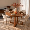 Ver imagem 1 de Mesa Jantar Redonda Laminado 110cm c/ 4 Cadeiras Aço Boucle
