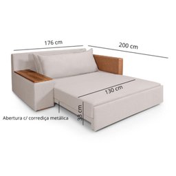 Sofá Cama Panamá Compose Linho Cinza Claro Império Estofados - 2