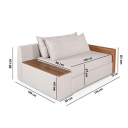 Sofá Cama Panamá Compose Linho Cinza Claro Império Estofados - 10