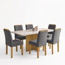 Ver imagem 2 de Conjunto de Mesa de Jantar 6 Lugares com Tampo de Vidro Carol Cinamomo Off White