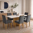 Ver imagem 1 de Conjunto de Mesa de Jantar 6 Lugares com Tampo de Vidro Carol Cinamomo Off White