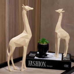 Escultura Decorativa Girafa Bege 30x10x4,5 cm - D'Rossi - 2
