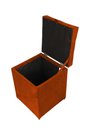 Ver imagem 2 de Puff Baú Estofado em Suede Amassado 1 Lugar Quadrado - Terracota