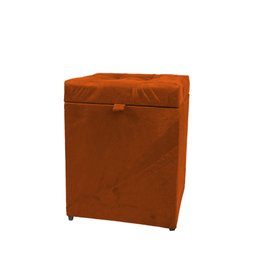 Puff Baú Estofado em Suede Amassado 1 Lugar Quadrado - Terracota - 1