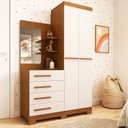 Ver imagem 1 de Guarda-Roupa Infantil 2 Portas 4 Gavetas com Espelho 100% MDF 110cm Auris Espresso Móveis Bege/Cinamomo/Off White