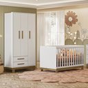 Ver imagem 1 de Quarto de Bebê Qencanto Slim com Roupeiro 4340 e Berço Mini Cama 4315 Qmovi Branco Acetinado