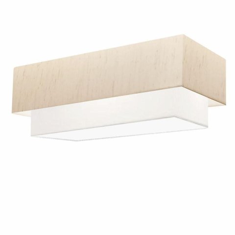 Plafon Duplo Retangular Vivare Md-3071 Cúpula em Tecido Bivolt Linho-bege-branco 127/220v