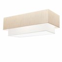 Ver imagem 1 de Plafon Duplo Retangular Vivare Md-3071 Cúpula em Tecido Bivolt Linho-bege-branco 127/220v