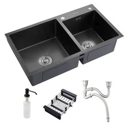 Cuba Pia Gourmet Dupla Cozinha Aço Inox com Acessórios 78x43cm - Brinovar - 1