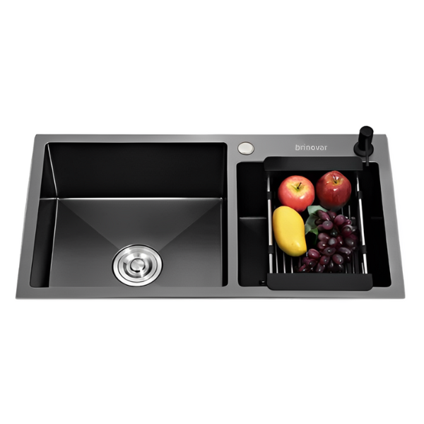 Cuba Pia Gourmet Dupla Cozinha Aço Inox com Acessórios 78x43cm - Brinovar