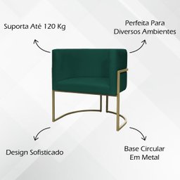 Kit 2 Poltronas Decorativa Recepção Luna Suede Cores Base de Ferro Champagne - 3