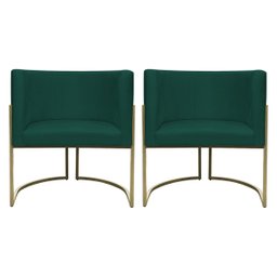 Kit 2 Poltronas Decorativa Recepção Luna Suede Cores Base de Ferro Champagne - 1