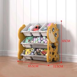 Estante Organizador Infantil Bau de Brinquedos 3 Prateleiras Porta Treco Multiuso Girafa Decorativo - 4
