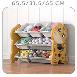 Estante Organizador Infantil Bau de Brinquedos 3 Prateleiras Porta Treco Multiuso Girafa Decorativo - 6