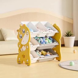 Estante Organizador Infantil Bau de Brinquedos 3 Prateleiras Porta Treco Multiuso Girafa Decorativo - 5