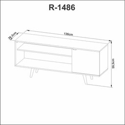 Rack Para TV até 42 Polegadas com 1 Porta 136cm R1486 Tecno Mobili Videira Amêndoa/Mármore Lunar - 2