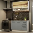 Ver imagem 1 de Cozinha Compacta Madesa Agata 120002 com Armário e Balcão (Sem Tampo e Pia) Branco/Cinza Cor:Branco 