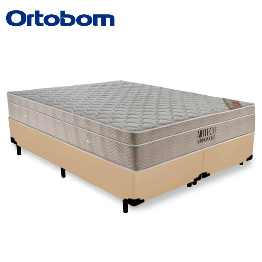 Cama Box King Bipartido Sintético + Colchão Ortobom Airtech Molas Ensacadas 65x193x203 - 6