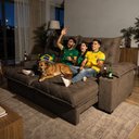 Ver imagem 2 de Sofá Retrátil e Reclinável 2,65m Stadium Molas Ensacadas Velupluma Café Cama Inbox