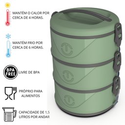 Marmita Térmica Tripla Organizador Térmico 3 Andares 4,5 Lts - 3