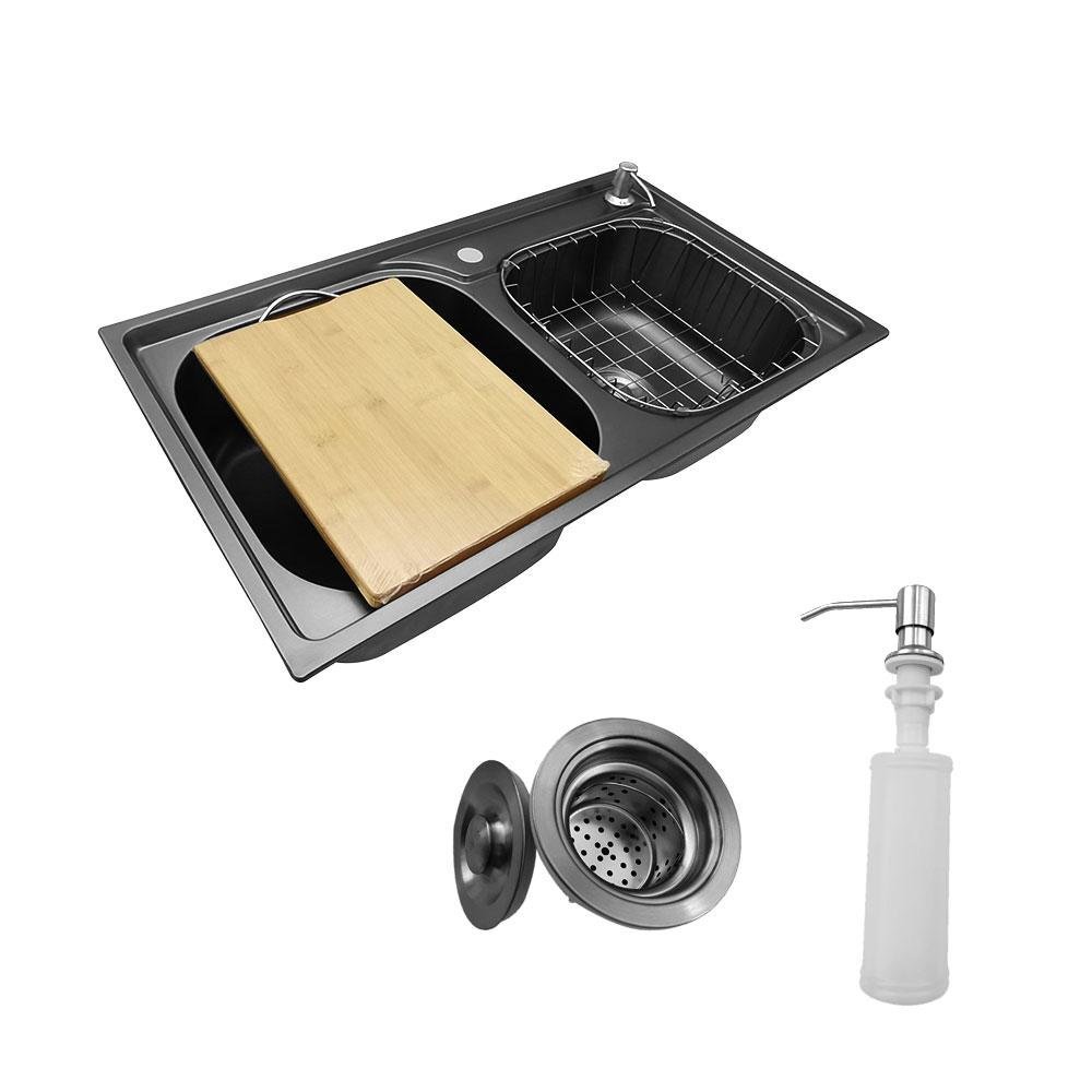 Cuba Pia Gourmet Luxo Prizi Queenbox Preta Aço Inox 201 43x7 - 1