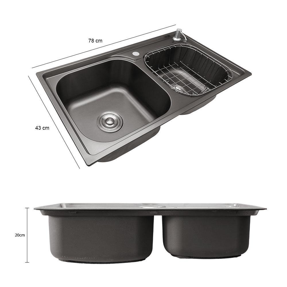 Cuba Pia Gourmet Luxo Prizi Queenbox Preta Aço Inox 201 43x7 - 4