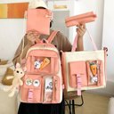 Ver imagem 2 de Mochila Grande com Kit Escolar Completo 4 Pçs Viagem Passeio:rosa