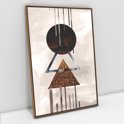 Quadro Decorativo em Canvas Abstrato Geométrico TACOLADO PAPEL DE PAREDE Moldura Flutuante 4,5cm Fre