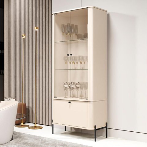 Cristaleira 2 Portas Baton Rouge Off White Preto