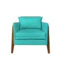 Ver imagem 2 de Kit 2 Poltronas Decorativa Sophia Suede Azul Tifany Pés Madeira Mz Decor