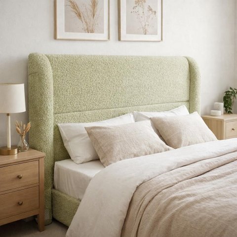 Cabeceira de Cama Box Viuva 1,20m Livia Boucle Verde - Mirra Decor