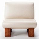 Ver imagem 5 de Poltrona Lusso Estofada Design Moderno Estrutura Madeira Cor Castanho Tecido Corino Offwhite