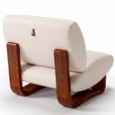 Ver imagem 4 de Poltrona Lusso Estofada Design Moderno Estrutura Madeira Cor Castanho Tecido Corino Offwhite