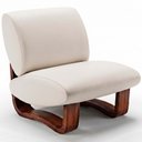 Ver imagem 6 de Poltrona Lusso Estofada Design Moderno Estrutura Madeira Cor Castanho Tecido Corino Offwhite