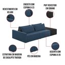 Ver imagem 5 de Sofá Ilha 2 Lugares Living 232cm Modulado Lary Veludo Azul Marinho Pu Pto K01 - D'Rossi