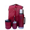 Kit chimarrão vermelho Mateira Bi- partida Couro, Bomba mola, Garrafa Stanley 0,95L e porta erva Top - 1