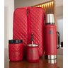 Kit chimarrão vermelho Mateira Bi- partida Couro, Bomba mola, Garrafa Stanley 0,95L e porta erva Top - 6