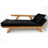 Sofá Japão Futon Acquablock Preto Madeira Cor Mel - 2