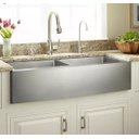 Ver imagem 2 de Cuba Dupla Farm House Estilo Fazenda ou Avental aço inox 1mm escovado SA202 83,5x52,7x22,9cm