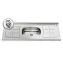 Ver imagem 4 de Balcão Gabinete Com Pia Inox 100cm 3 Portas 2 Gavetas Luziania Castanho/Cinza - Lumil Móveis