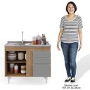 Ver imagem 6 de Balcão Gabinete Com Pia Inox 100cm 3 Portas 2 Gavetas Luziania Castanho/Cinza - Lumil Móveis