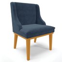 Ver imagem 1 de Cadeira Estofada para Sala de Jantar Base Fixa de Madeira Castanho Lia Suede Azul Marinho - Ibiza