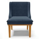 Ver mais imagens de Cadeira Estofada para Sala de Jantar Base Fixa de Madeira Castanho Lia Suede Azul Marinho - Ibiza