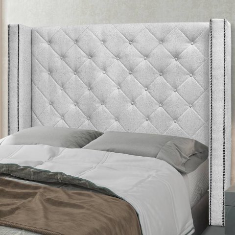Cabeceira Casal King 1,95m com Matelassê e Tachas em Tecido Linho Imperial - Lucadi