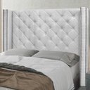 Ver imagem 1 de Cabeceira Casal King 1,95m com Matelassê e Tachas em Tecido Linho Imperial - Lucadi